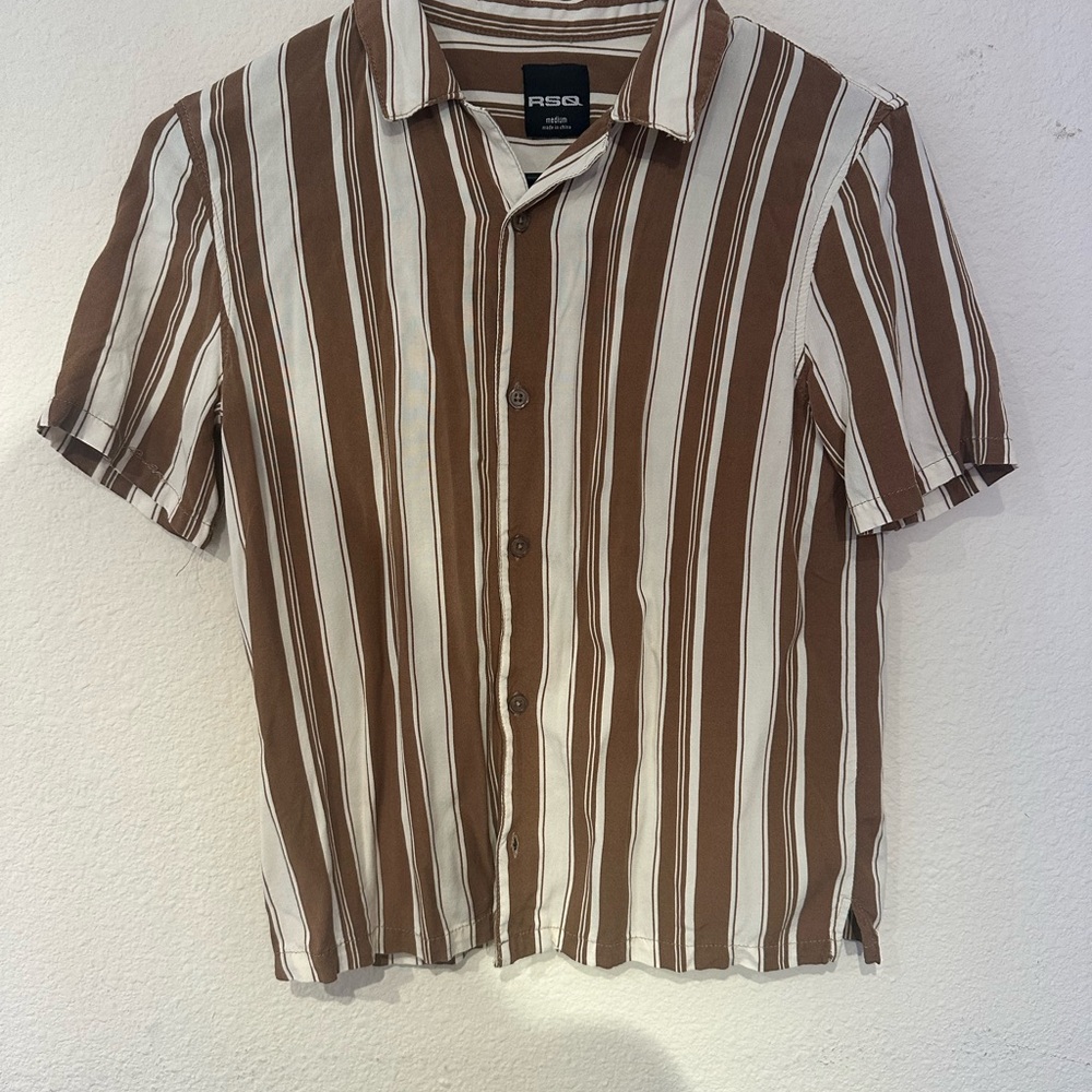 RSQ Brown Striped youth Shirt